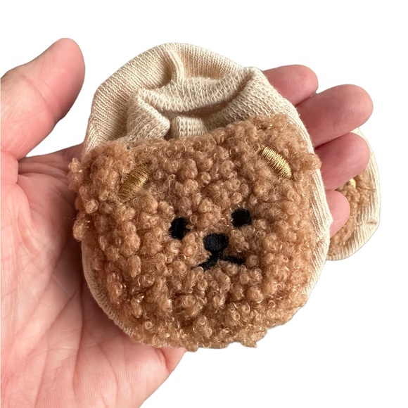 Light Brown and Tan Bear Newborn Sock Booties - Picture 4 of 4